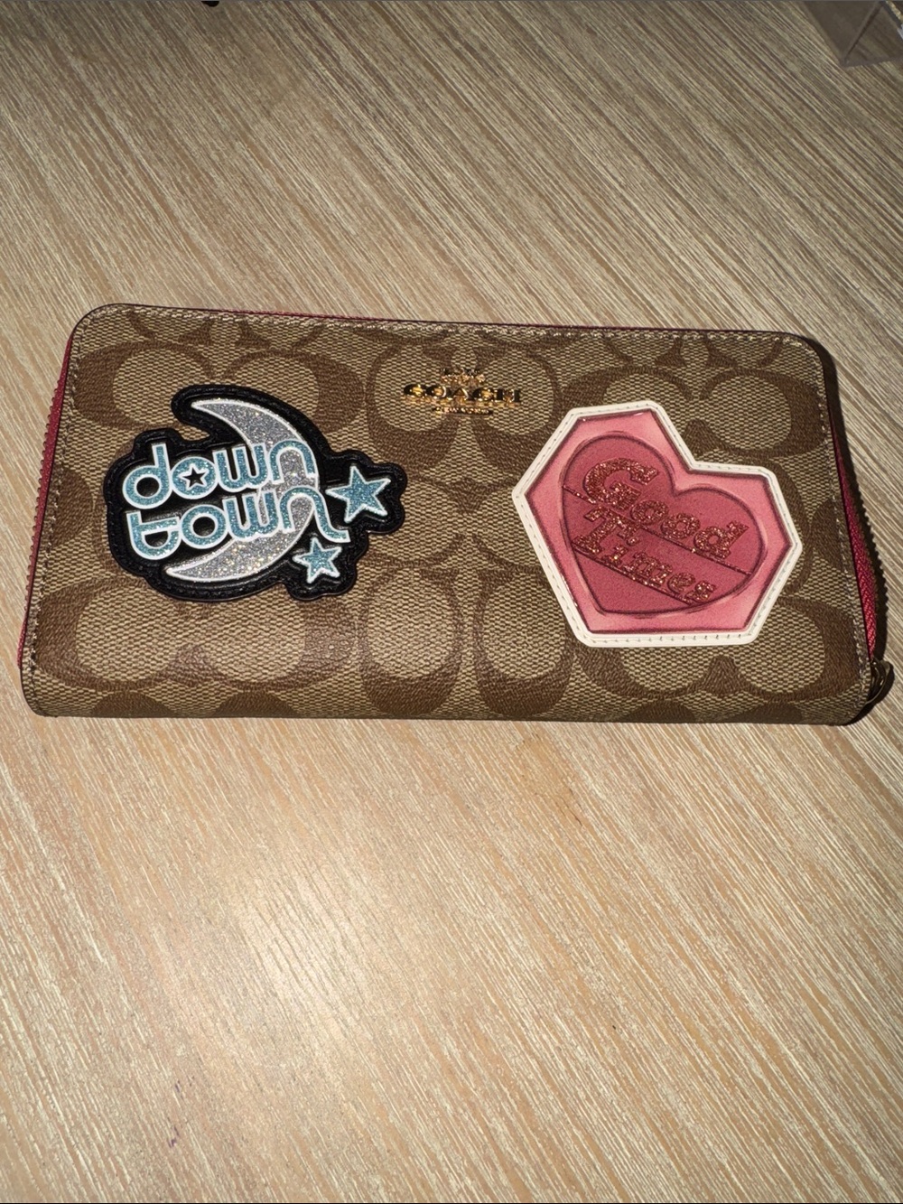 Coach Limited Edition Long Zip Around Wallet in Signature Canvas w/Disco Patches
